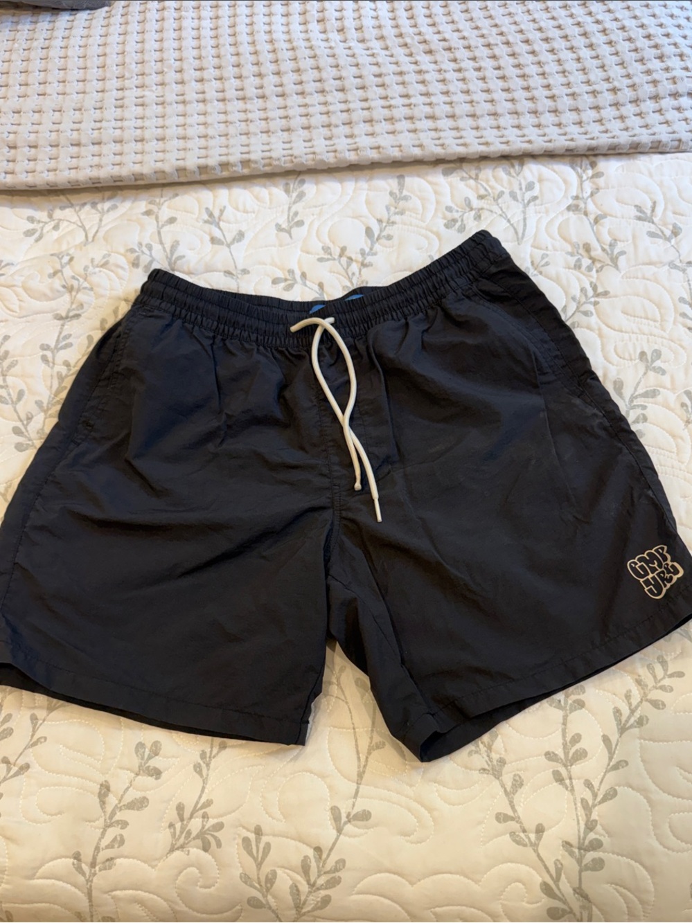 Empyre Black Drawstring Swim Shorts with Logo Patc